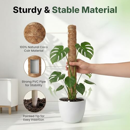 4 Pack 16" Moss Pole Monstera Plant Support - Stackable up to 48" - view 4