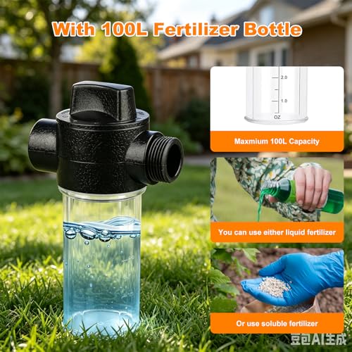 Deep Root Watering Tool for Trees - Stainless Steel Root Feeder with Fertilizer Bottle, Watering Wand Irrigation System with Brass Valve T-Handle for Garden, Orchard & Shrubs Irrigation Growth System - view 2