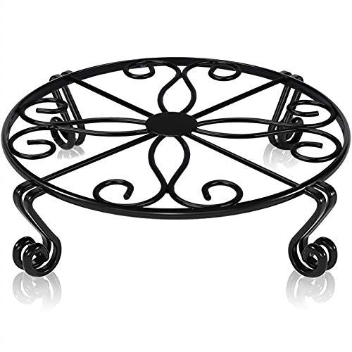 12"x3.1" Black Plant Stand for Flower Pot Heavy Duty Potted Holder Indoor Outdoor Metal Rustproof Iron Garden Container Round Supports Rack for Planter Bronze,Pumpkin Stand Outdoor