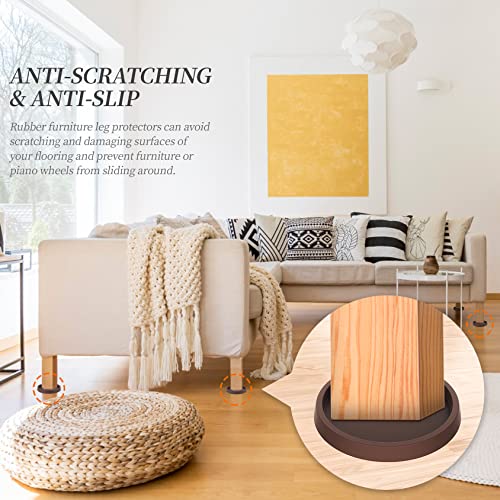 Furniture Coasters Caster Cups Furniture Leg Protectors 2.5 Inch 4pcs Brown Rubber Pads no Slip - for Hardwood Floors - view 4