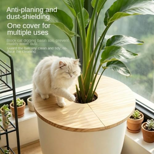 Plant Pot Cover - Dig Proof Guard Protect Soil Disc, Wooden Split Grid - view 7