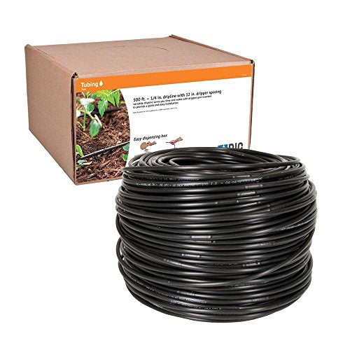SH512, ¼” 500’ MICROLINE Dripline, 12” Dual Outlet Emitter Spacing, UV-Resistant Tubing for Efficient Irrigation | Ideal for Raised Beds | Flexible, Durable, Easy Installation (Black)