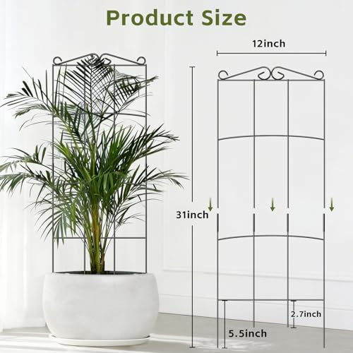 Trellis for Climbing Plants Indoor, 4 Pack 31'' Metal Plant Trellis Indoor for Potted Plants, Sturdy Plant Support Outdoor for Ivy Pothos Monstera Hoya Flower Vine, Rectangular Shape - view 2