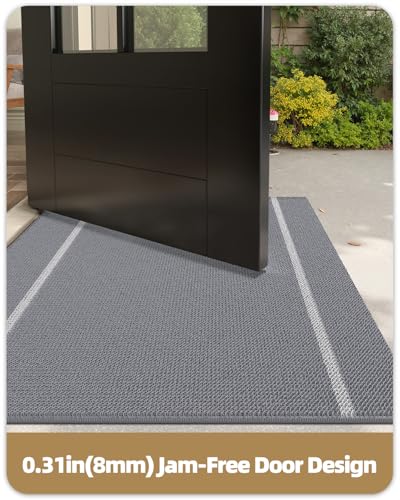 Front Door Mats Durable Doormat for Outside Entry Home Entrance Back Porch Patio Waterproof | Heavy Duty Non-Slip Outdoors Floor Welcome Mats Exterior - 24"x36" Grey - view 3