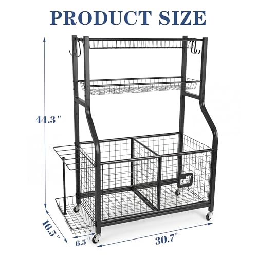 Rolling Sports Equipment Organizer for Garage Gear and Toys - view 5