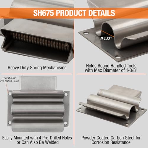 Buyers Products SH675SS Hand Tool Rack Holder, Heavy-Duty Steel Mount - view 4