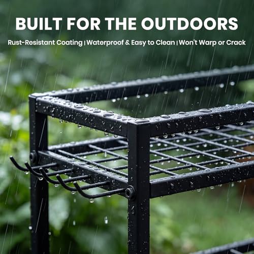 Garden Tool Organizer with Feet Up to 35 Long-Handled Tools Black - view 3