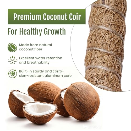 2 Pack 39 Inch Bendable Moss Pole for Plants Monstera - Coco Coir Plant Support Stakes for Climbing Indoor Pothos, Potted Climbers & Philodendron - Flexible Stick Kit with Full Garden Ties - view 2
