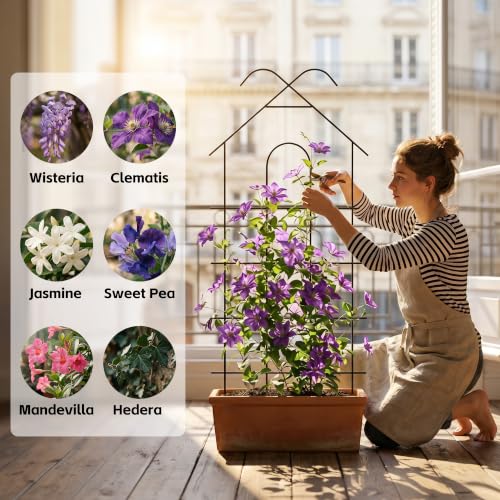 4 Pack 40" Metal Garden Trellis for Climbing Plants Outdoor - view 3