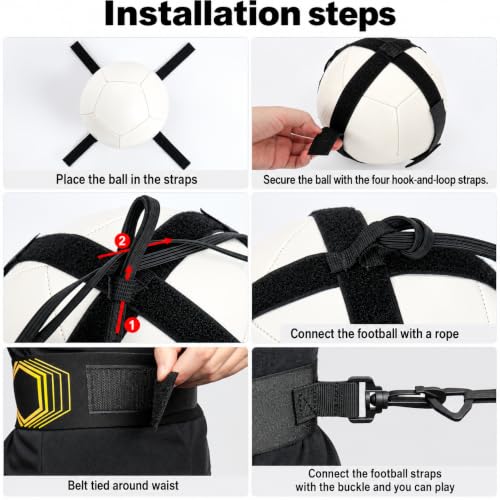 Soccer/Volleyball/Rugby Trainer, Football Kick Throw Solo Practice Training Aid Control Skills Adjustable Waist Belt for Kids Adults - view 6