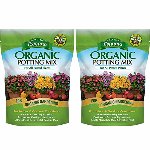 Organic Potting Soil Mix - All Natural Potting Mix for All Indoor & Outdoor Containers Including Herbs & Vegetables. for Organic Gardening, 8qt. Bag. Pack of 2