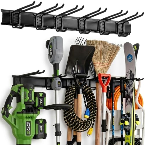 48 Inch Garage Tool Organizer, Wall Mount 3 Racks 6 Hooks Storage