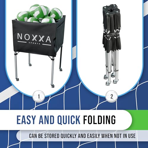 Volleyball Cart with Wheels - Portable Volleyball Ball Cart Bag on Wheels, Collapsible Sports Ball Equipment Storage Cart for Volleybal, Indoor and Outdoor. - view 3