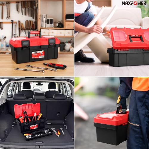 Tool Box 16 inch, Plastic Small Tool Box with Latch Removable Tray - view 5