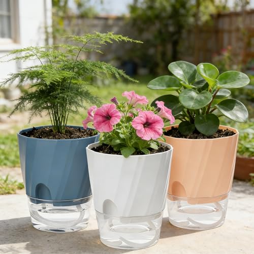 Self Watering Plant Pots 4.7 Inch, 6 Pack Plastic Indoor Planters Pots - view 7
