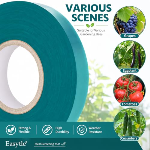 2 Pack x 150 ft Stretch Tie Tape Roll, 1/2" Garden Tie Tape, Thick Sturdy Plant Ribbon Garden Green Vinyl Stake Gardening Tools for Indoor Outdoor Patio Plant Use - view 6