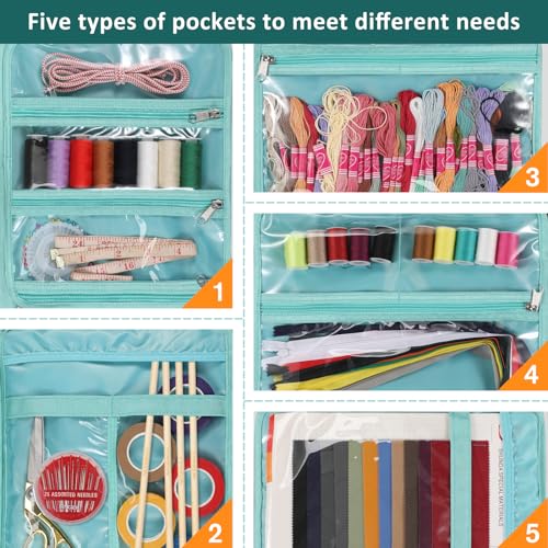 Sewing and Craft Supplies Storage Tote Bag with Clear Pockets - view 3
