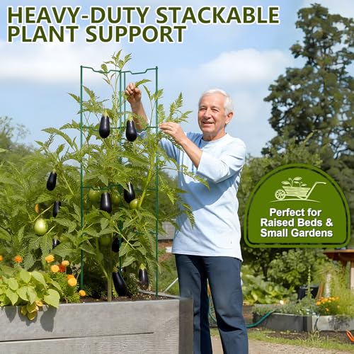 2 Pack 32 Inch Stacking Tomato Ladders, V-Shape Garden Trellis - view 6