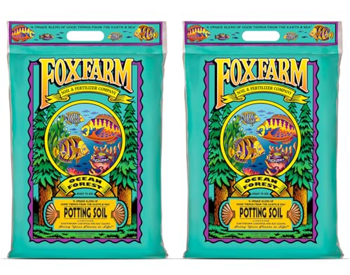 Ocean Forest Potting Soil for Container Gardens - Light, Aerated Texture with Fish Meal, Crab Meal, Earthworm Castings - Houseplant Potting Mix for Seedlings & Plant Starts - 2 x 12 Quart
