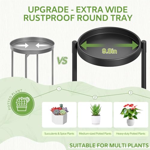 5 Tier Large Plant Stand with Garden Tools, 10 Inch Tray, Black - view 3