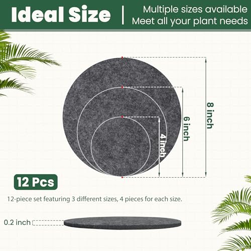 Felt Plant Coasters, 3 Sizes 4/6/8 Inch, 12 Pcs - view 2