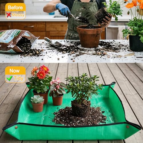 Thickened Waterproof Repotting Mat for Plant Transplanting, Green 30x30 - view 2