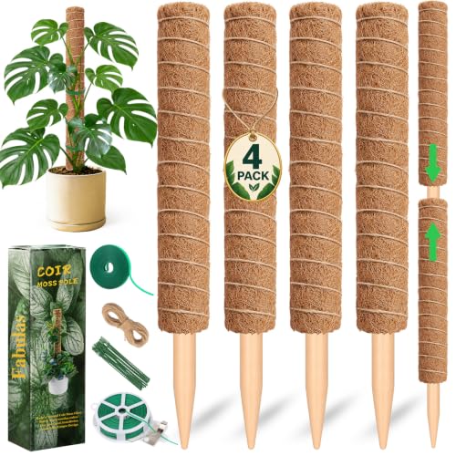 Moss Pole Monstera Plant Support, Extended to 48 Inch, 4 Pack 16 in