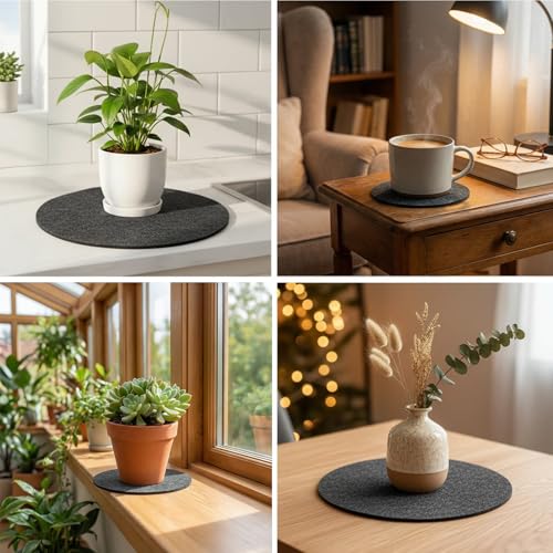 16 Pieces 4 Sizes Felt Plant Coasters, Extra Thick 4/6/8/10 Inch Planter Coaster, Absorbent Fabric Plant Mats, Plant Coasters for House Plants - view 6