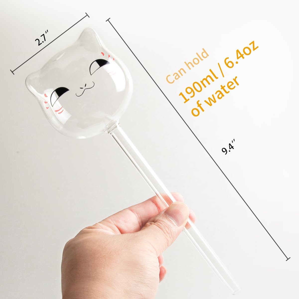 Plant Watering Globes Self Watering Planter Insert Glass Spikes, Hand Blown Clear Automatic Water Bulbs for Outdoor&Indoor Plants, 6.4oz/190ml Capacity, 3 Cats - view 3