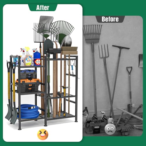 Garden Tool Organizer with Large Hooks, Garage Storage Rack - view 6