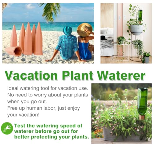 Plant Watering Devices 6 Pack Terracotta Vacation Plant Waterer Wine Bottle Watering Stakes Slow Release Plant Watering Spikes Self Watering Devices for Indoor Outdoor Plants - view 5