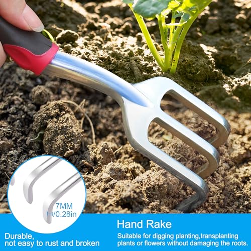 Garden Tool Set, 3 Pieces Aluminum Heavy Gardening Kit Including Hand Shovel, Transplant Shovel and Hand Rake with Soft Rubber Non-Slip Handle, Peoplewholovegardeningenjoy apleasant Experience - view 5