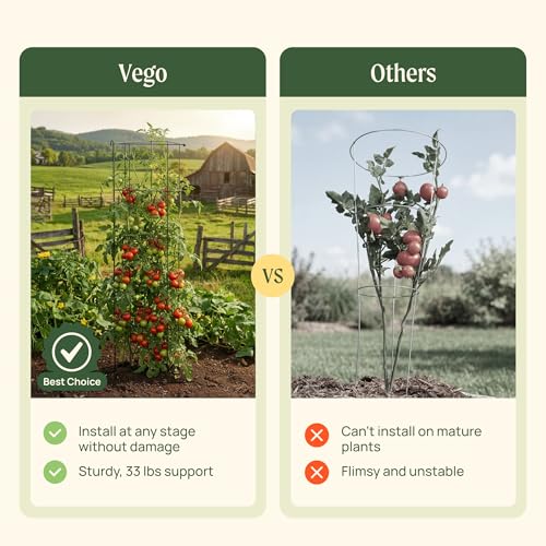 Vego 3-Panel Tomato Cage for Garden & Pots, Rust-Resistant Tomato Stakes Plant Cage Trellis Support for Climbing Vegetables Plants- 11.5" Triangle 4 Pack - view 4