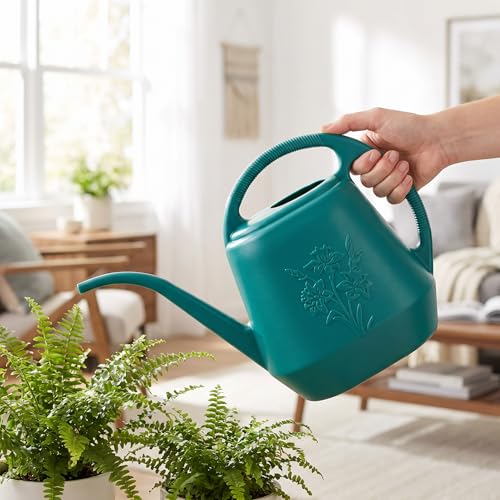 1-Gallon Plastic Watering Can with Comfortable Handle, Garden Watering Cans Long Spout for Indoor Outdoor Watering Plants (Green) - view 4