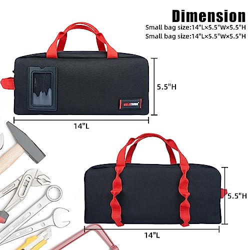 Small Canvas Tool Bag Tool Tote Bag with Zipper Utility 14 Inch Tool Organizer Bags for Electrician,Construction,Plumbing,HAVC (Black 2 Packs) - view 3