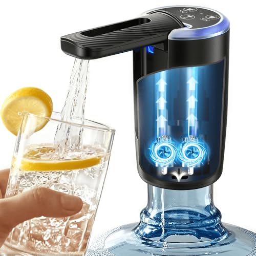 Portable Electric Water Dispenser for 5 Gallon Bottle, Dual Pump High-Speed