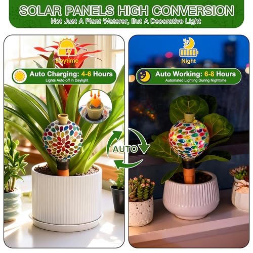 Solar Mosaic Watering Globe, 17 fl oz, Terracotta Spike, Multicolor - view 3