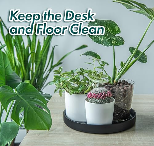 12 Inch Plastic Plant Saucer Water Drip Tray, Heavy Sturdy Round Plant Drainage Tray for Indoors Outdoor, Matte Black, 21-TY-12B-1 - view 6