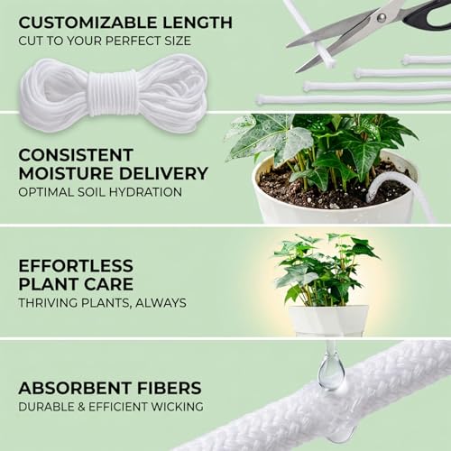 Wicking Rope for Plants - 50 Feet 1/4 Inch Self Watering Wick Cord - view 5