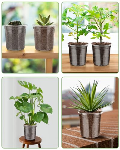 40Pack 6.5/5/4/3.5 Inch Reinforced Clear Nursery Pots with Drainage Holes, Variety Pack Thickened Plastic Plant Pots with 20 Plant Labels for Indoor Outdoor Flower Seed Starter - view 6