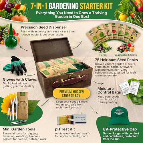 75 Vegetable & Greens Seeds Variety Pack, Garden Seed Starter Kit - Over 44,700 Non-GMO Heirloom Seeds for Planting Vegetables and Greens, Seed Box with Gardening Supplies, Gardening Gifts - view 3