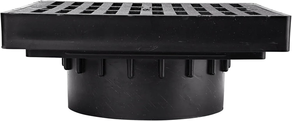 640 6-Inch Square Grate with Low-Profile Adapter Drain, Connects to 3-Inch and 4-Inch Drain Pipes and Fittings, for Small Lawns, Landscaping and Patios, Plastic, Black - view 5