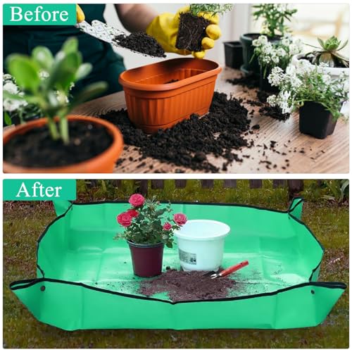 Potting Mat for Indoor Plant Transplanting, 29.5" X29.5" Waterproof Repotting Mat, Foldable Soil Change Mat Gardening Planting Mat - Gifts for Plant Lovers - view 3