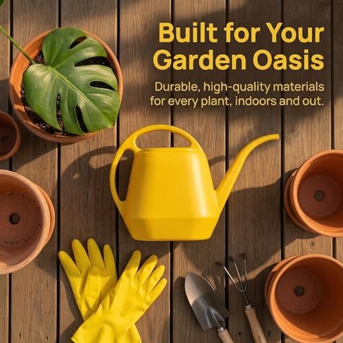 Plastic Watering Can, Yellow, 1-Gallon - view 6