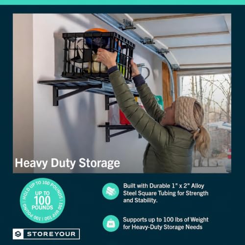 Heavy Duty Garage Shelf Wall Mount – Wall-Mounted Garage Storage & Organization – Heavy Duty Garage Shelves for Tools, Bins, & Equipment – Holds 200 lbs (Black, 1x2ft 1-Pack) - view 7