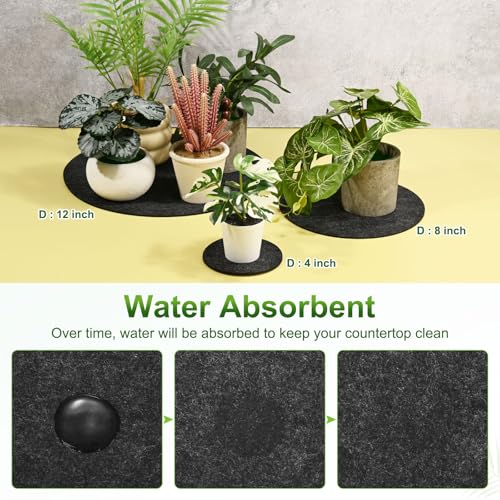 3-Pack Plant Coasters Mat Reversible, 6 Inch Felt Round Absorbent Fabric Plant Pot Saucers for Gardening/Indoor/Outdoor Pots, Waterproof Coaster Mats [Gray] - view 5