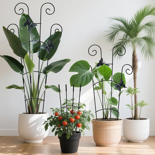 2 Pack 30 Inch Taller Plant Trellis for Potted Climbing Plants Indoor,Expandable Metal Garden Trellis for Climbing Plants,Flowers Vine Ivy, Sturdy Houseplant Support for Potted Plants with Ties - view 2