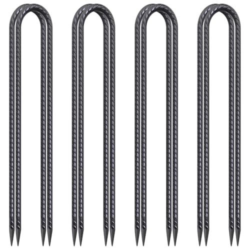 24 Inch Trampoline Stakes 3/8 Inch Dia U-Shaped Ground Anchors 8 Pack