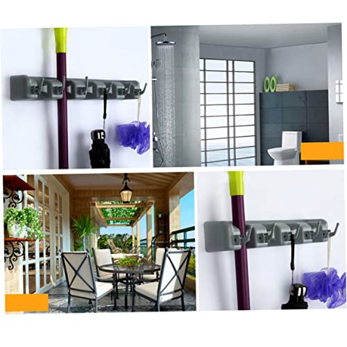 Wall Mounted Broom Mop Holder, 3 Slots 4 Hooks PP Plastic Organizer - view 7