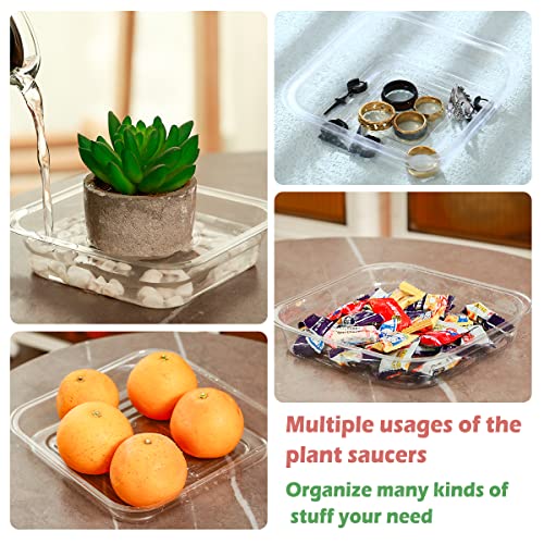 30 Pack Plant Saucers for Indoors 8 Inches Plant Trays for Pots Plastic Trays for Plants Square Plant Drip Trays for Potted Plants Flower Pot Saucers Clear Plant Plates to Catch Water, Bulk - view 5